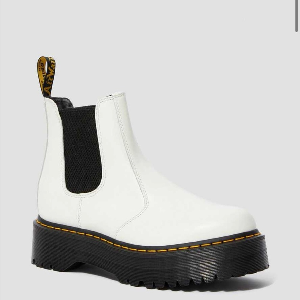 Dr. Martens 2976 Smooth Leather Platform Chelsea Boots in White
